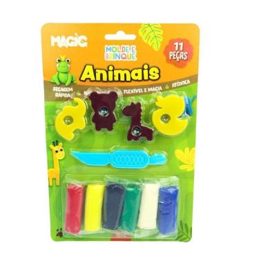 Imagem de Massinha de Modelar 11 Peças com Molde Animais - Tudo em Caixa