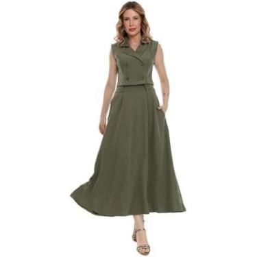 Imagem de Conjunto Feminino Evangélico Saia Longa e Colete Alfaiataria  Moderno,