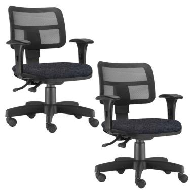Imagem de Kit 02 Cadeiras Giratória Zip L02 Executiva Ergonômica Escritório Linho Chumbo - Lyam Decor