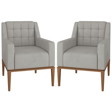 Imagem de Kit 2 Poltronas Decorativas Sala de Estar Madonna Suede Cinza - Gran Belo