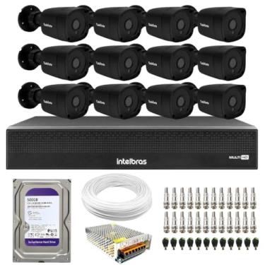 Imagem de Kit 12 Câmeras Bullet TF 2020 B Black Tudo Forte Full HD 1080p Visão Noturna 20M Proteção IP66 + DVR Intelbras MHDX 1116-C 16 Canais + HD 500GB