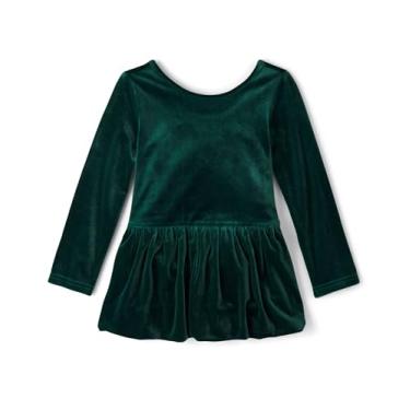 Imagem de The Children's Place Vestidos casuais de manga comprida para bebês meninas e crianças pequenas, Veludo verde balt, 9-12 Meses