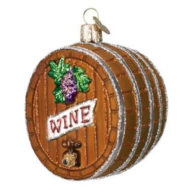 Imagem de Old World Christmas Bebidas para adultos com enfeites de vidro soprados para barril de vinho de árvore de Natal