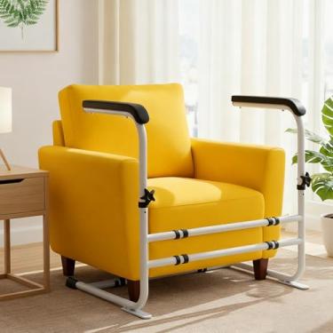 Imagem de ALIESTFDNO Suporte ajustável para sofá, assistência de cadeira para idosos, dispositivos de assistência de elevação de cadeira para idosos, trilho de segurança em pé, branco