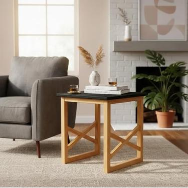 Imagem de Mesa de Centro em Madeira Quadrada Lateral apoio Sofá (Preto)