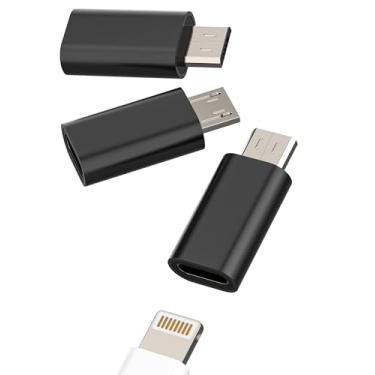 Imagem de Adaptador Lightning para Micro USB (pacote com 3) Adaptador de porta Android para cabo carregador de iPhone, conector de carregamento Android compatível com dispositivos conversores de acessórios
