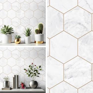 Imagem de Papel de Parede Adesivo Sala Quarto Ripas Madeira Clara Lisa Autocolante 5m x 45cm. (Colmeia Marmore)