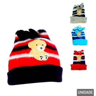 Imagem de Touca Infantil Poliéster Pompom Listrada Color - Tudo em Caixa