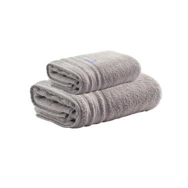 Imagem de Kit Toalha de Banho e Rosto Avere 100% Algodão, Banho 80x150cm e Rosto 50x80cm, 500g/m², Alta Absorção e Maciez, Toque Suave e Durável, Design Sofisticado - Altihaus (Cinza)