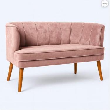 Imagem de Sofá Namoradeira Resistente para Clínica Confortável Tecido Veludo Sala de Espera MOBLAN decor (Rosa escuro)