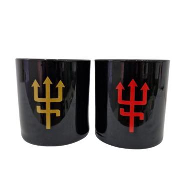 Imagem de Kit 2 Copos Vidro Preto Whisky Exu Tridente