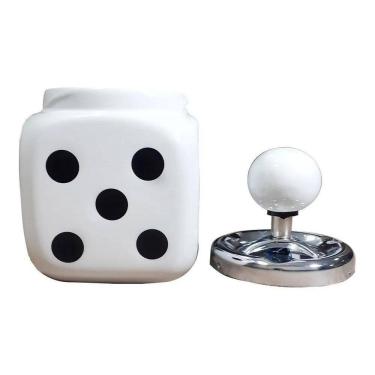 Imagem de Cinzeiro Dado Com Tampa Porcelana E Metal Cor Branco