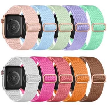 Imagem de Maledan Pulseiras de nylon elástico compatível com Apple Watch SE Ultra iWatch séries 11/10/9/8/7/6/5/4/4/3/2/1 de 38 mm, 40 mm, 40 mm, 41 mm, 49 mm, 46 mm, feminino e masculino