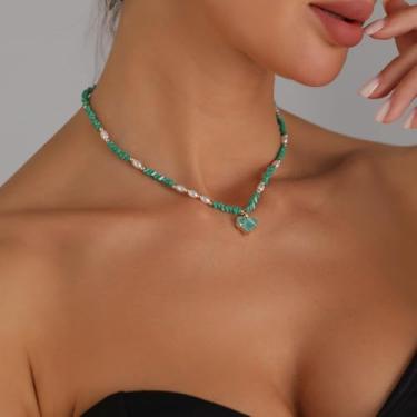 Imagem de Colar de cristal e coração de pérola de fada da floresta, corrente em camadas boêmia, para donzela delicada, presente de joia de pescoço delicado