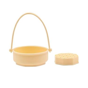 Imagem de Tapete de limpeza de pincel de maquiagem - Tigela portátil de silicone para limpeza de pincéis com suporte de secagem (amarelo)