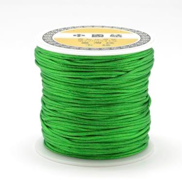 Imagem de 1 rolo de fio de nylon de 1 mm, cordão de cetim de rabo de rato, material para fazer você mesmo, cordão de nylon para colar, pulseira, joias, artesanato feito à mão, 70 m)/rolo (verde limão)