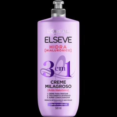 Imagem de Creme de Tratamento Hidratação Profunda 500ml Elseve Hidra Hialurônico 3 em 1 Cabelos Desidratados