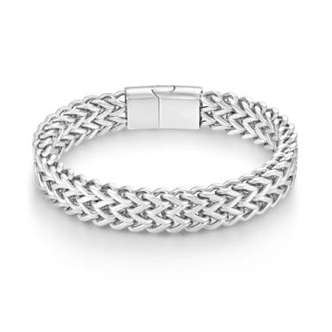 Imagem de Oskani Pulseira masculina de corrente de aço inoxidável para homens, pulseiras de elos cubanos, tamanho 8,66" (22 cm) serve em tamanhos de pulso (17,3-18,5 cm), 22cm/8.66", Aço inoxidável, Sem Pedra