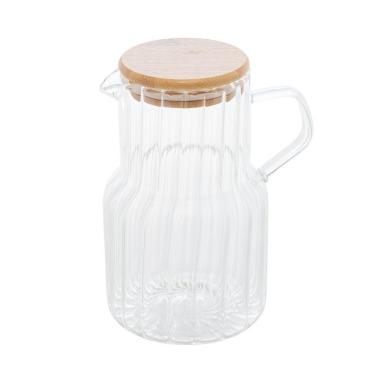Imagem de Jarra Vidro Canelado Com Tampa Bambu 1 Litro