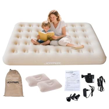 Imagem de JOYFOX Colchão Inflável Casal 191x137x22cm com Travesseiros e Bomba Elétrica 2 em 1 – Para Uso Doméstico e Automotivo, Ideal para Camping e Viagens