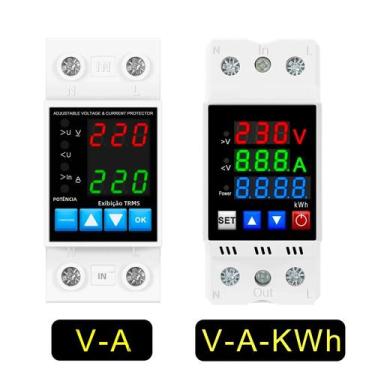 Imagem de Disjuntor Ajustável Para Trilho DIN 40A 63A 230V Protetor De Sobretens