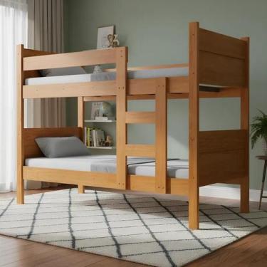 Imagem de Beliche Resistente Fortaleza em Mdf Vira 2 Camas Solteiro Nature Amade