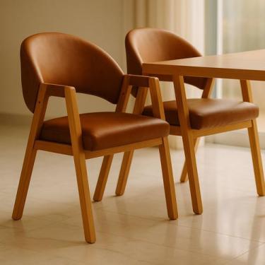 Imagem de Kit 2 Cadeiras de Jantar Noah Estofada com Braço Madeira Maciça materi