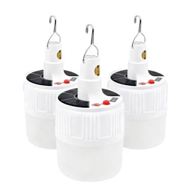 Imagem de Lâmpada de Emergência Lanterna Solar Bateria Recarregável 5 Niveis de Luz Camping com Gancho Economia de Energia Emergência(3PCS)