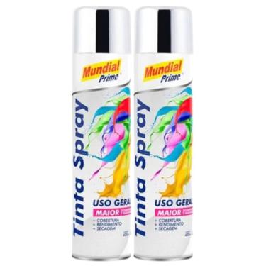 Imagem de Kit 2 Tinta Aerossol Spray Cromado Uso Geral 400ml/240g Mundial Prime