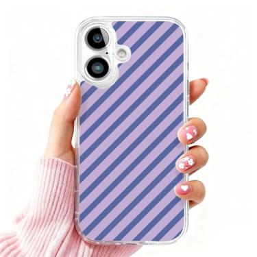 Imagem de DSJIFGEW Design de capa transparente padrão para iPhone 16 | Antiamarelamento, parte traseira rígida, proteção contra quedas de nível militar, suporta carregamento sem fio