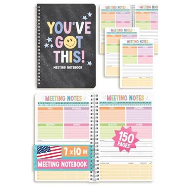 Imagem de Caderno de reuniões para organização do trabalho – planejador de negócios de reuniões, organizador de cadernos de negócios, cadernos de escritório para anotações, quadro-negro e organizador de
