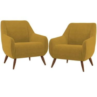 Imagem de Kit 02 Poltronas Paloma D02 Veludo Mostarda C-260