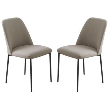 Imagem de Conjunto 2 Cadeiras Londres Linho Bege Metal Preto