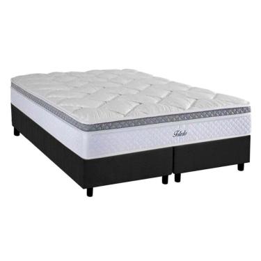 Imagem de Cama Box King: Colchão Molas Herval Masterpocket Ensacadas Toledo + Base Crc Suede Gray(193X203)