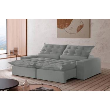 Imagem de Sofá Retrátil e Reclinável 2.50m Malta Movenzo Estofados, Prata, 250m,