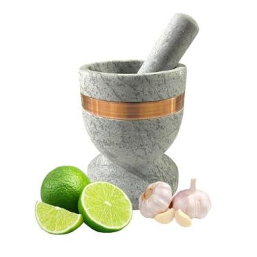 Imagem de Pilão De Pedra Sabão Natural Gigante com acabamento em cobre - So Jos