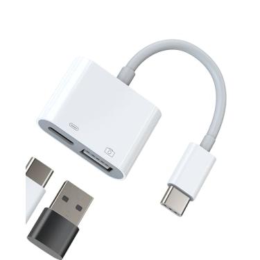 Imagem de Divisor USB C para iPhone 17 16 15 Pro Max Adaptador de câmera digital (2 em 1) Cabo tipo C para OTG para conversor Apple, carregamento de dados, porta dupla, para iPad, leitor de cartão certificado