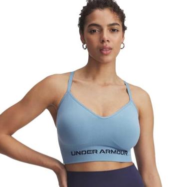 Imagem de Under Armour Sutiã esportivo Vanish sem costura de baixo impacto, Azul fumê/azul-marinho lavado, GG