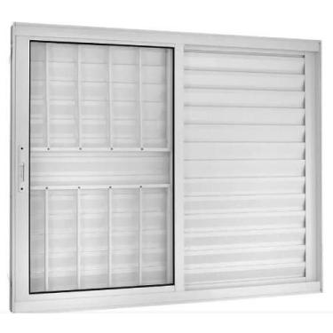 Imagem de Veneziana 3 Folhas com grade Alumínio Branco ou Preto Linha 25 Suprema