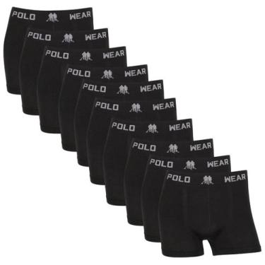 Imagem de Kit10 Cuecas Masculina Boxer Polo Wear Microfibra Sem Costura, Preto, 