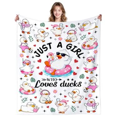 Imagem de INTEKLY Cobertor fofo de pato engraçado com tema de patos decorativos de flanela para crianças, meninos, meninas, adultos, 127 x 101 cm
