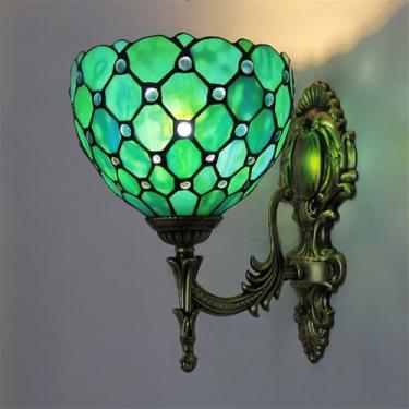 Imagem de Luminária de parede retrô americana LED de luxo europeia para sala de estar, quarto, escritório, casa de campo, hotel, restaurante, café, bar, corredor, com vidro colorido (Estilo 8)