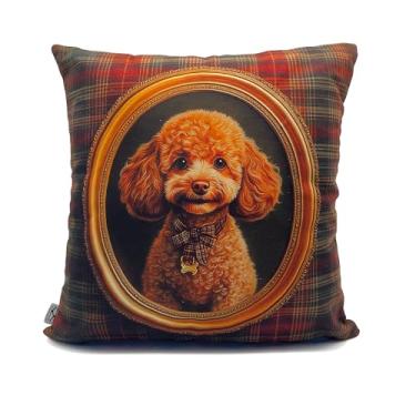 Imagem de KitchKit Capas de almofada decorativas com tema de amigos animais texturizadas, decoração moderna para sofá, quarto, 43 x 43 cm, 43 x 43 cm (Golden Retriever) (Poodle de brinquedo)