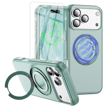 Imagem de Bonkier Capa para iPhone 17 Pro Max [compatível com Magsafe] [proteção contra quedas de grau militar de 15 pés] com protetor de tela e protetor de lente, capa de telefone com suporte à prova de choque