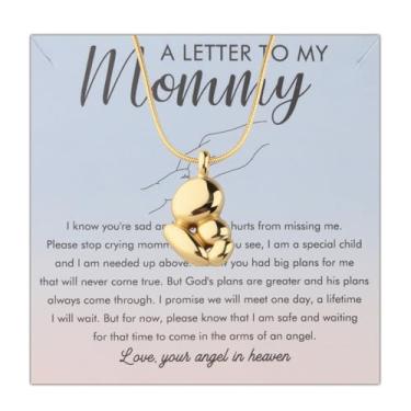 Imagem de PLITI Presente de aborto espontâneo presente para perda de gravidez presentes infantis presentes em memória de bebê colar carta para minha mamãe para mulheres, Medium, Aço inoxidável, Sem Pedra