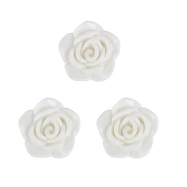 Imagem de Kit C/3 Miçanga em Resina Flor Rosa Branca 2 cm
