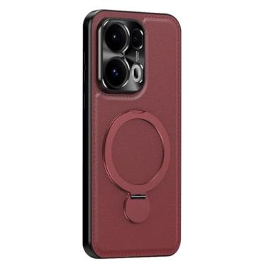 Imagem de Capa de couro vermelha, X9, FWYANZH para Oppo Find X9/X9pro, capa magnética com anel ajustável, suporte para lente de câmera, proteção antiarranhões