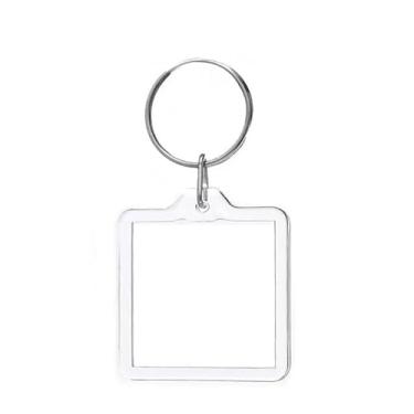 Imagem de Chaveiro de inserção de foto porta-chaves de plástico transparente em branco DIY para inserir álbuns de fotos para lembranças de entes queridos - 1 pacote