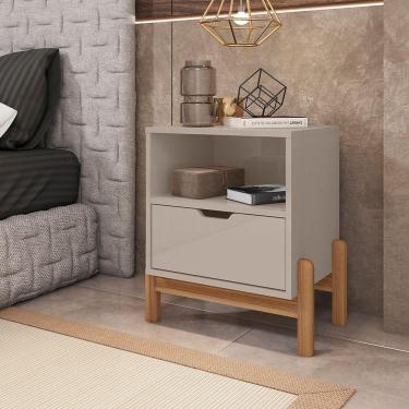 Imagem de Mesa De Cabeceira Antares Essenziale Com 1 Gaveta 52cm Off-white