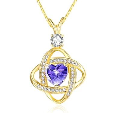Imagem de HeartMelody Colar infinito feminino banhado a ouro branco 14 K 18 K delicado coração pingente de pedra do mês de nascimento, colar diário, aniversário, presente de aniversário para esposa e mãe